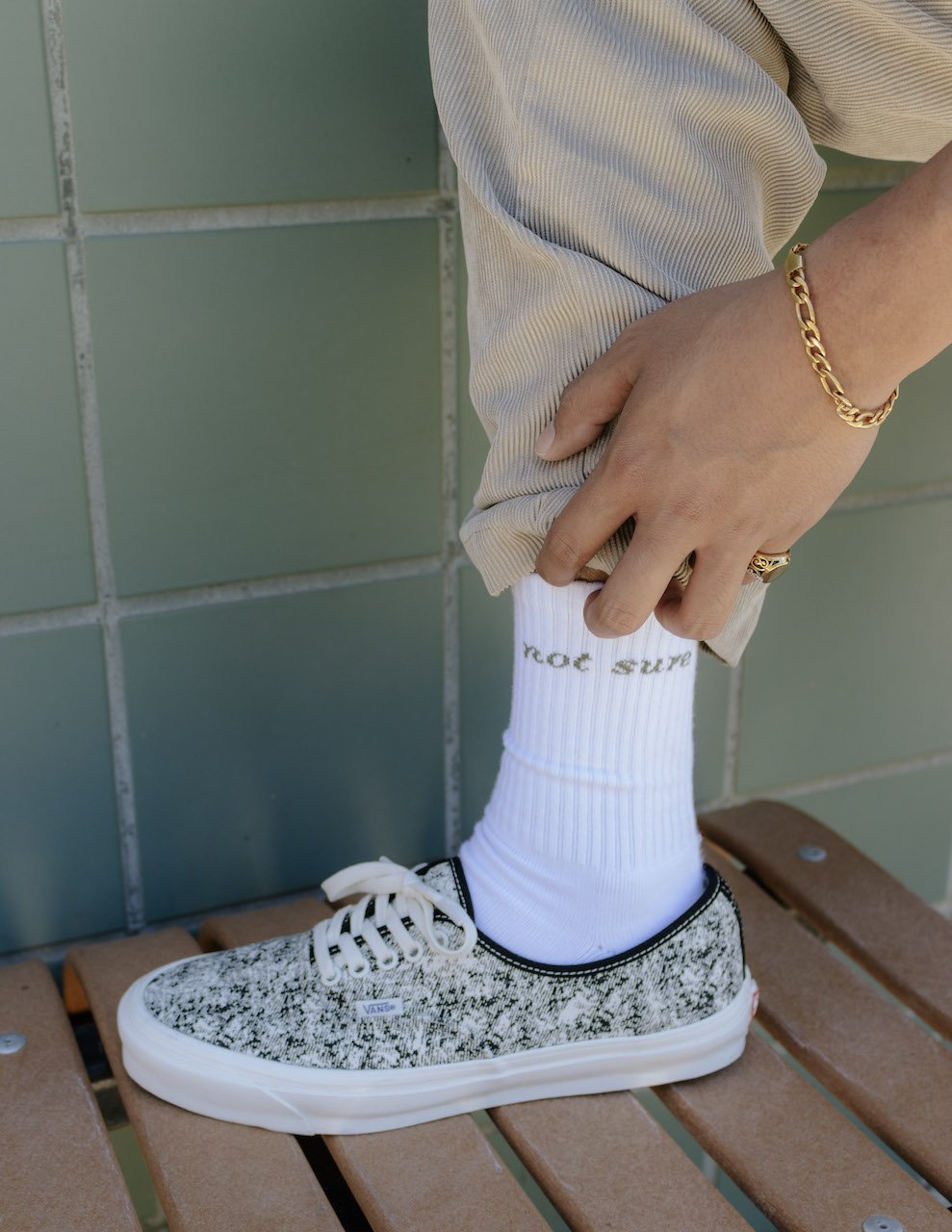 "Not Sure" White Sock